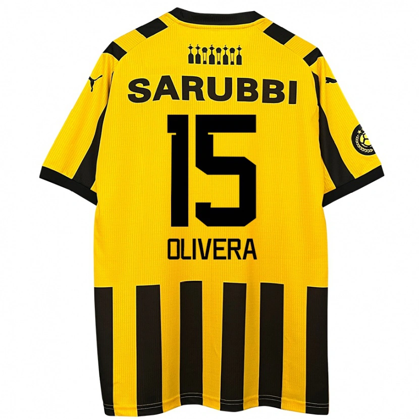 Danxen Niño Camiseta Maximiliano Olivera #15 Amarillo Negro 1ª Equipación 2024/25 La Camisa