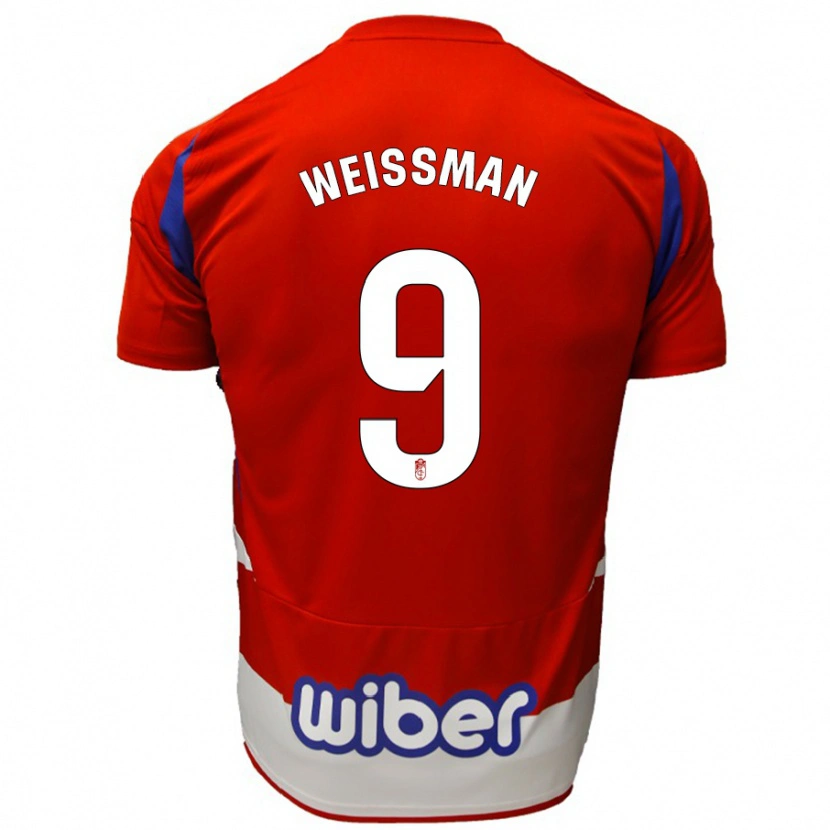 Danxen Niño Camiseta Shon Weissman #9 Rojo Blanco Azul 1ª Equipación 2024/25 La Camisa