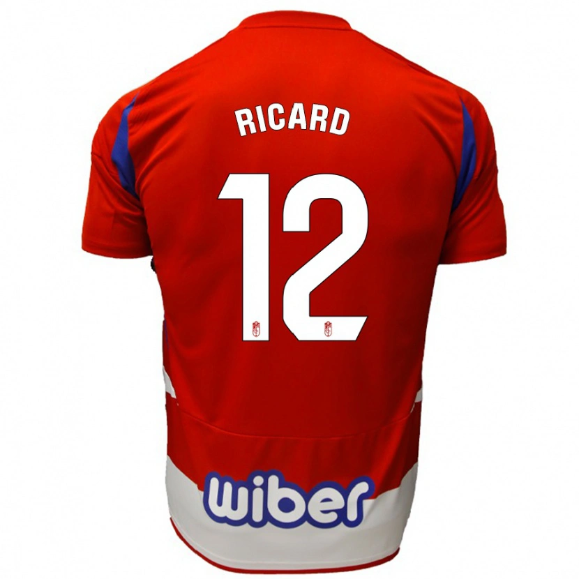 Danxen Niño Camiseta Ricard Sánchez #12 Rojo Blanco Azul 1ª Equipación 2024/25 La Camisa