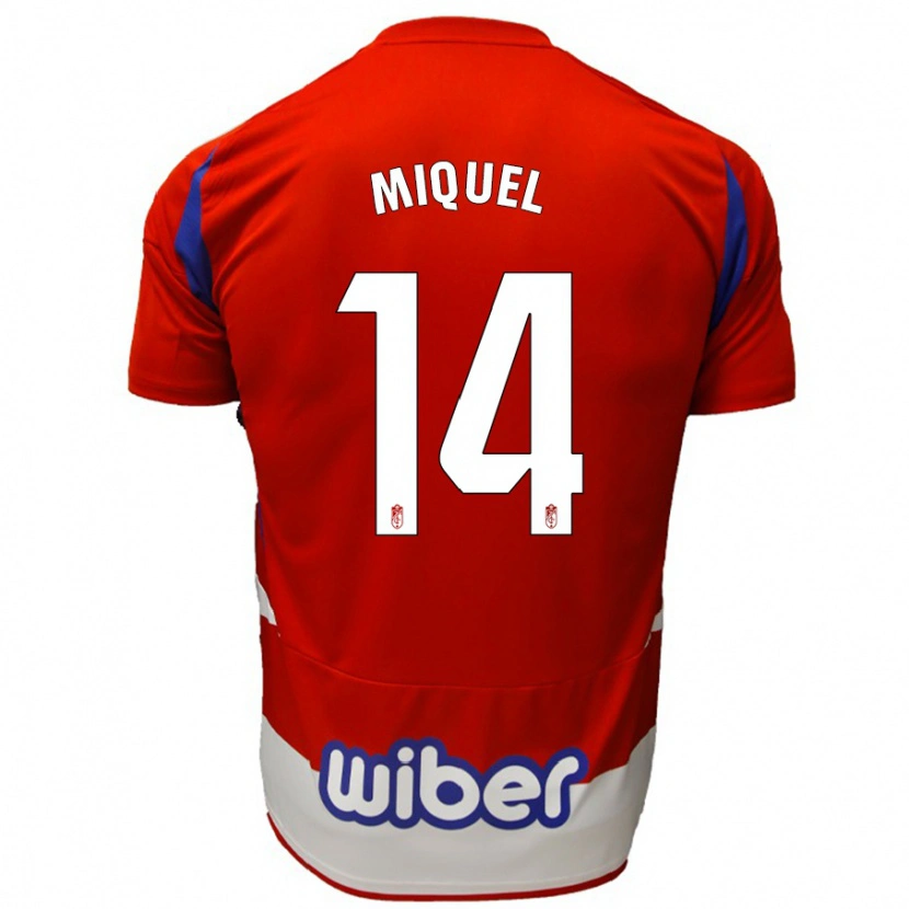 Danxen Niño Camiseta Ignasi Miquel #14 Rojo Blanco Azul 1ª Equipación 2024/25 La Camisa