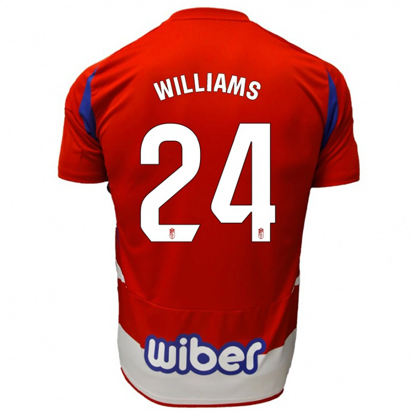 Danxen Niño Camiseta Loïc Williams #24 Rojo Blanco Azul 1ª Equipación 2024/25 La Camisa