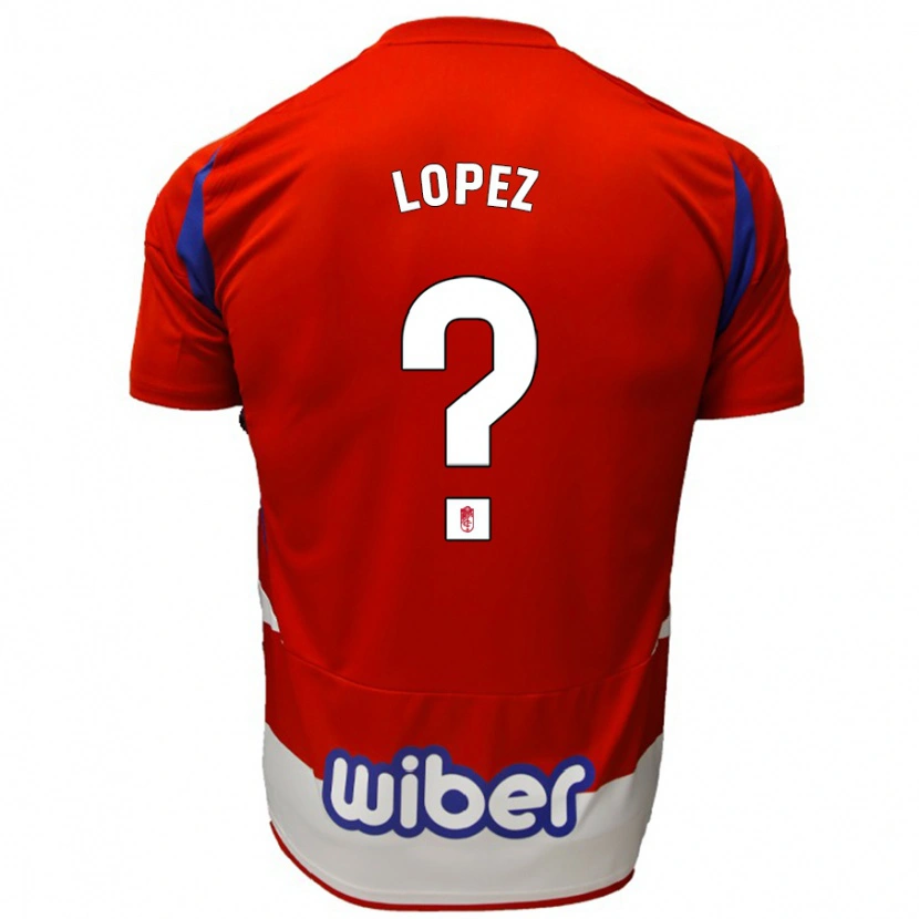 Danxen Niño Camiseta Hugo López #0 Rojo Blanco Azul 1ª Equipación 2024/25 La Camisa