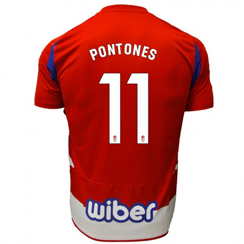 Danxen Niño Camiseta Juan Carlos Pontones #11 Rojo Blanco Azul 1ª Equipación 2024/25 La Camisa