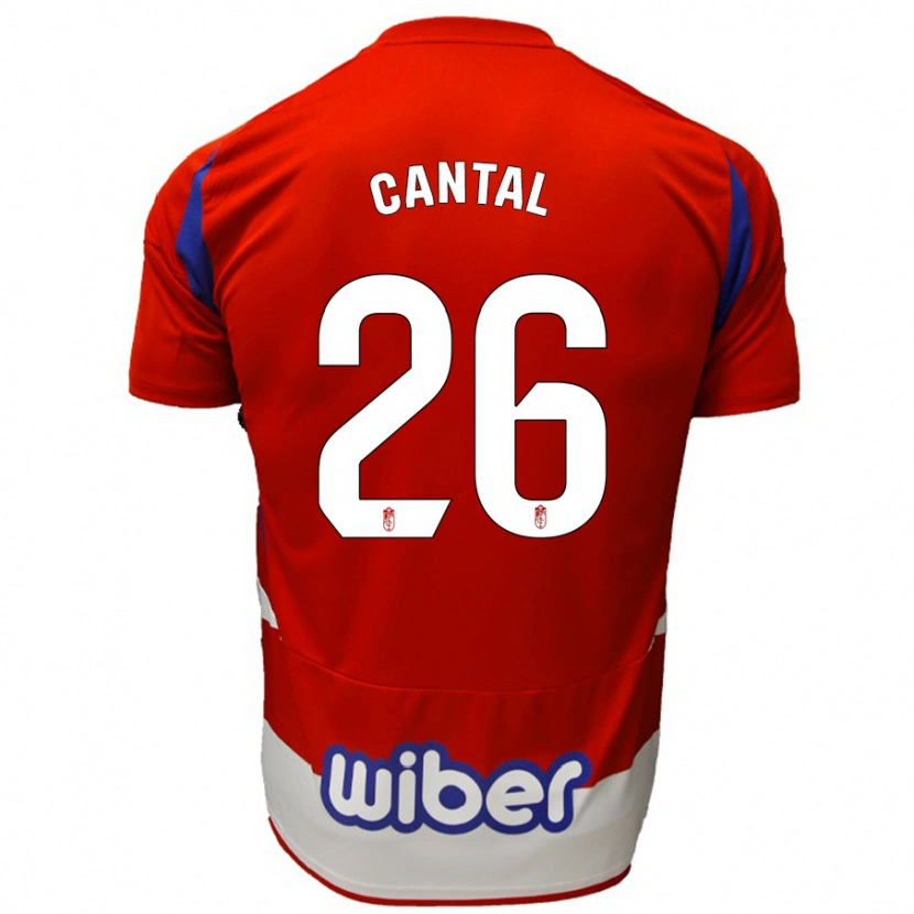 Danxen Niño Camiseta Paco Cantal #26 Rojo Blanco Azul 1ª Equipación 2024/25 La Camisa