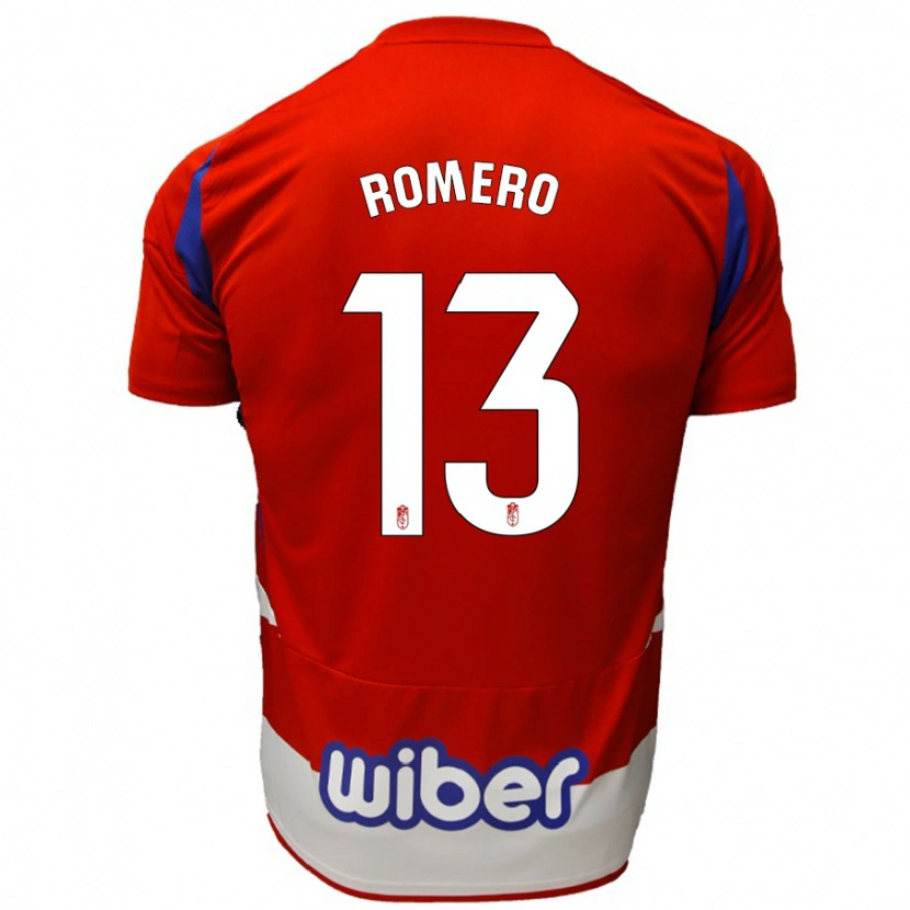 Danxen Niño Camiseta Andrea Romero #13 Rojo Blanco Azul 1ª Equipación 2024/25 La Camisa