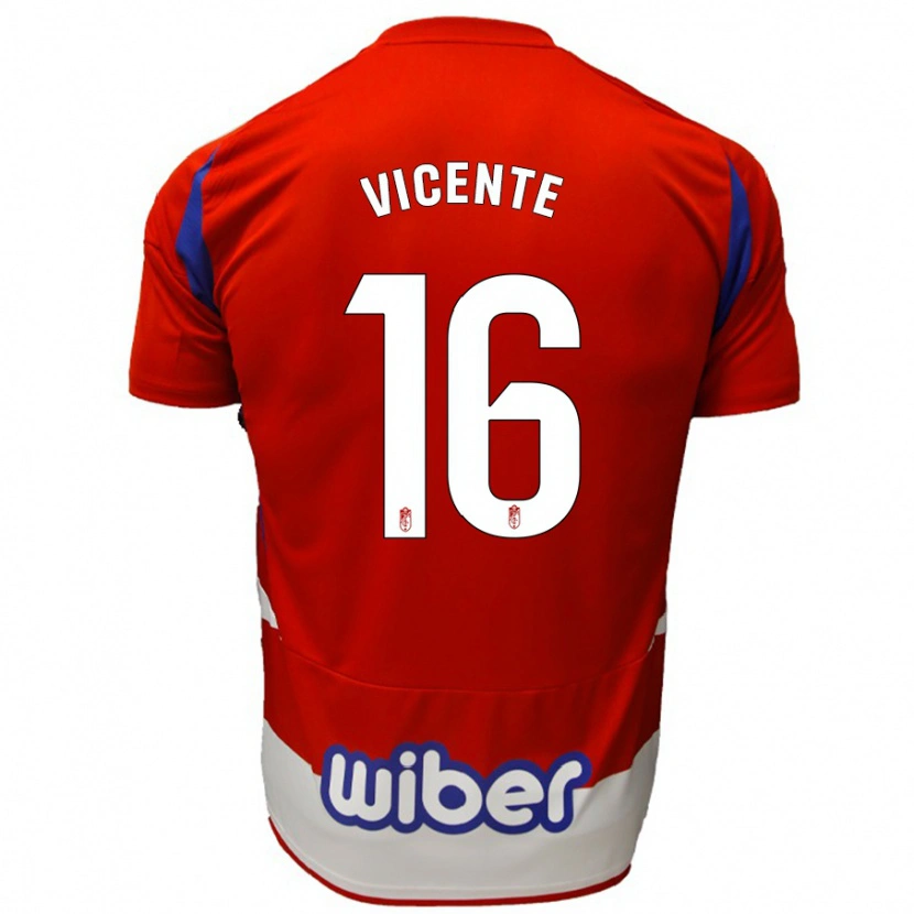 Danxen Niño Camiseta Nerea Vicente #16 Rojo Blanco Azul 1ª Equipación 2024/25 La Camisa