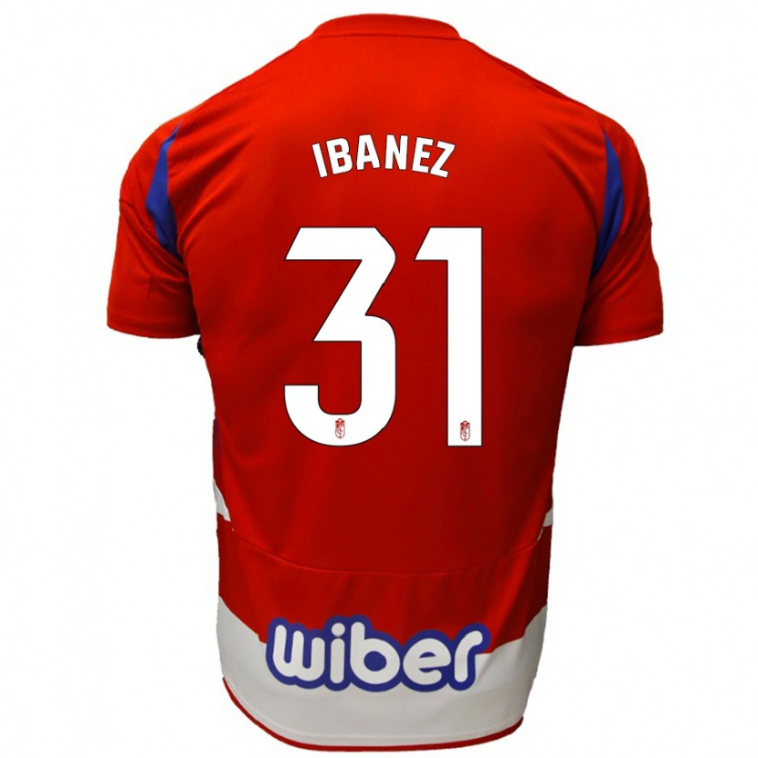 Danxen Niño Camiseta Alba Ibáñez #31 Rojo Blanco Azul 1ª Equipación 2024/25 La Camisa