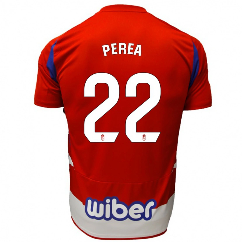 Danxen Niño Camiseta Alberto Perea #22 Rojo Blanco Azul 1ª Equipación 2024/25 La Camisa