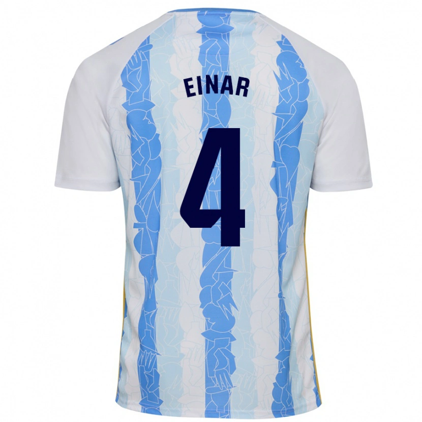 Danxen Niño Camiseta Einar Galilea #4 Blanco Azul 1ª Equipación 2024/25 La Camisa