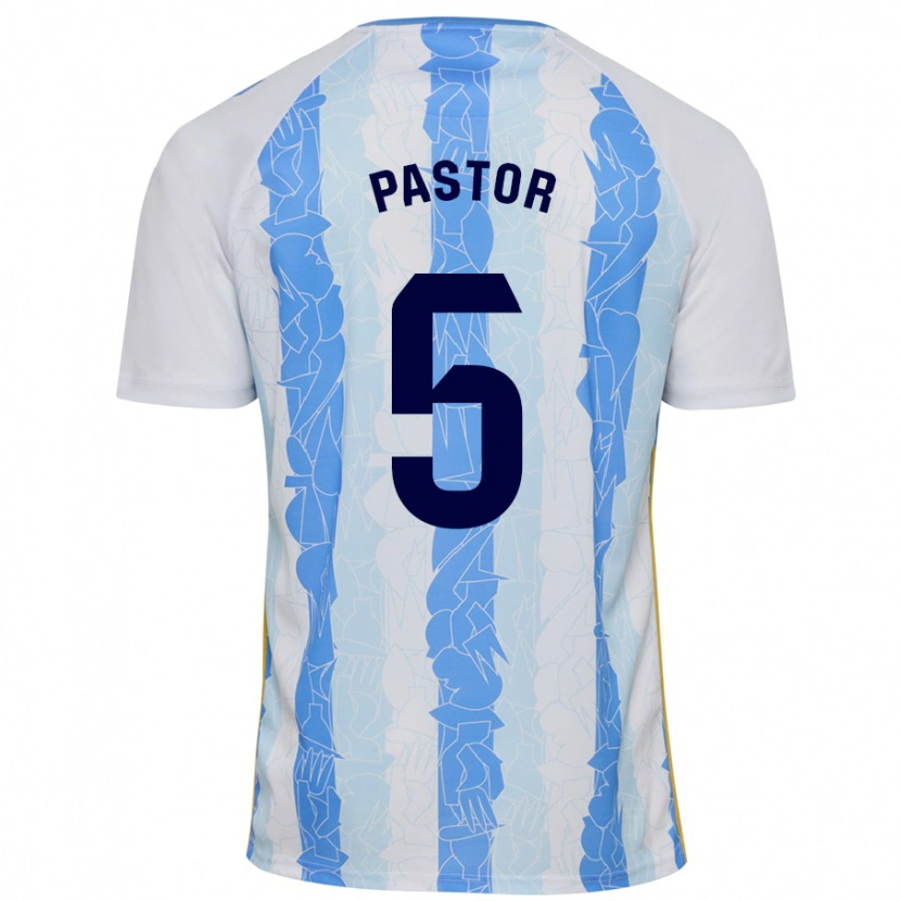 Danxen Niño Camiseta Álex Pastor #5 Blanco Azul 1ª Equipación 2024/25 La Camisa