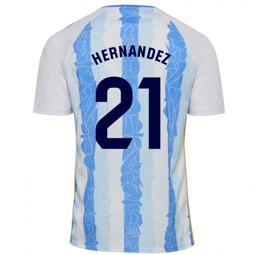 Danxen Niño Camiseta Juan Hernández #21 Blanco Azul 1ª Equipación 2024/25 La Camisa