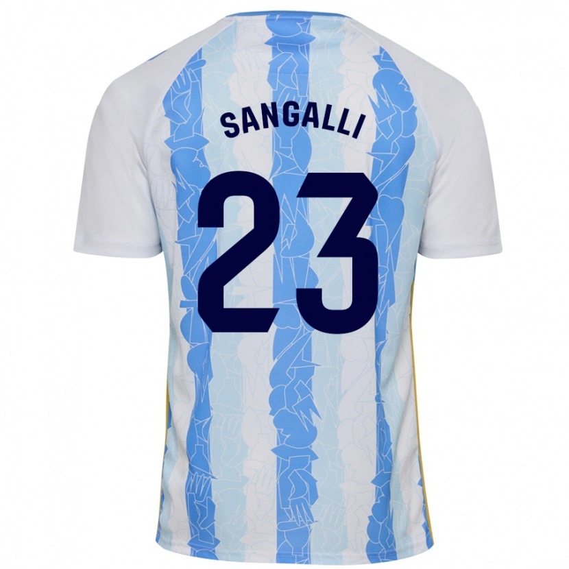 Danxen Niño Camiseta Luca Sangalli #23 Blanco Azul 1ª Equipación 2024/25 La Camisa