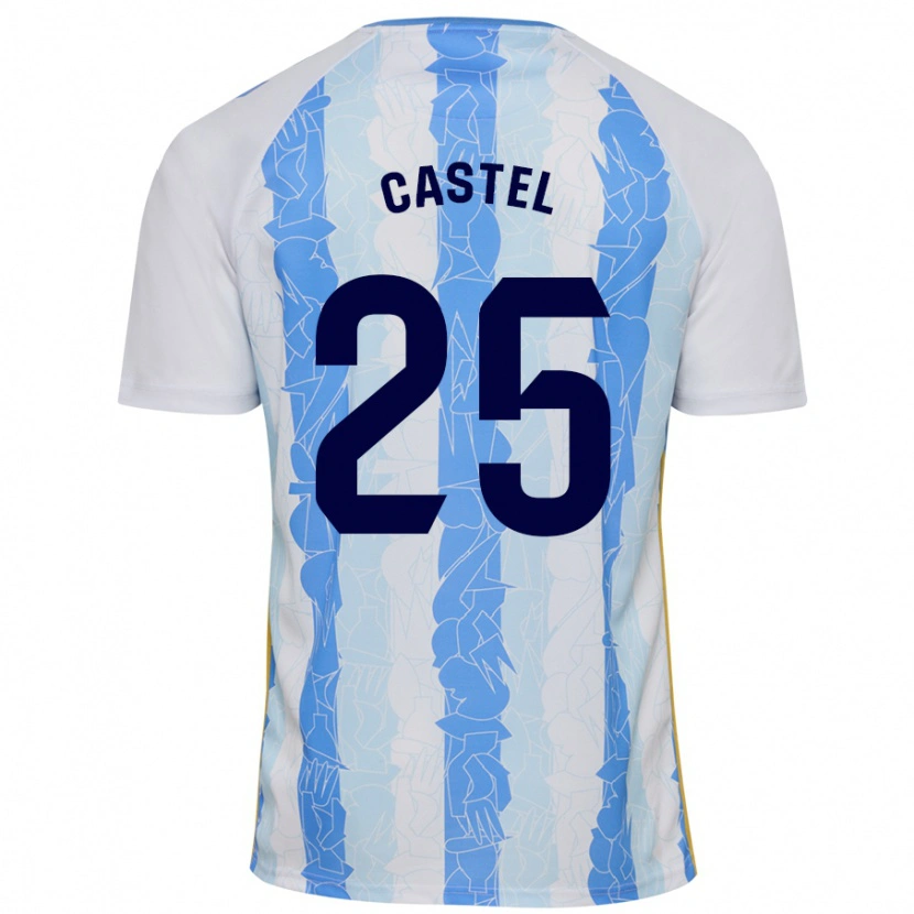 Danxen Niño Camiseta Sergio Castel #25 Blanco Azul 1ª Equipación 2024/25 La Camisa