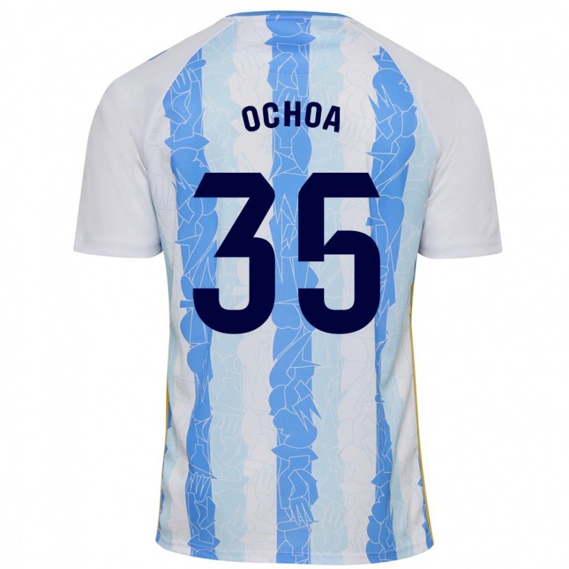 Danxen Niño Camiseta Aarón Ochoa #35 Blanco Azul 1ª Equipación 2024/25 La Camisa