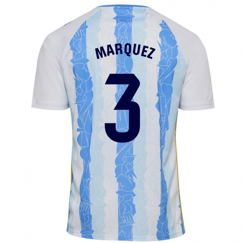 Danxen Niño Camiseta David Márquez #3 Blanco Azul 1ª Equipación 2024/25 La Camisa