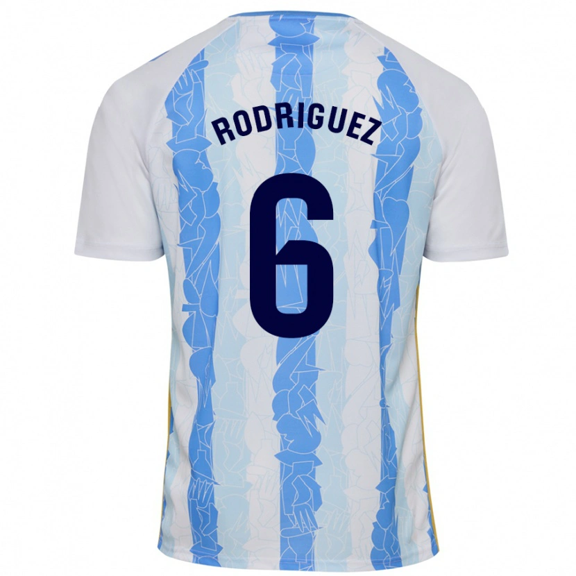 Danxen Niño Camiseta Rafa Rodríguez #6 Blanco Azul 1ª Equipación 2024/25 La Camisa