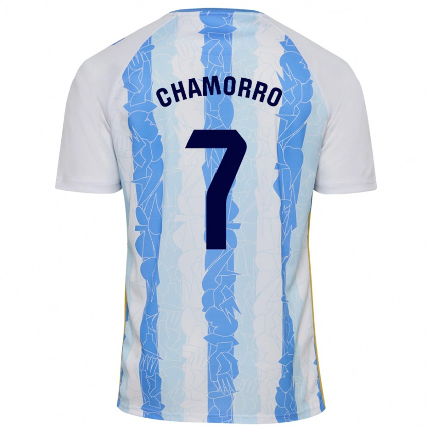 Danxen Niño Camiseta Alexis Chamorro #7 Blanco Azul 1ª Equipación 2024/25 La Camisa