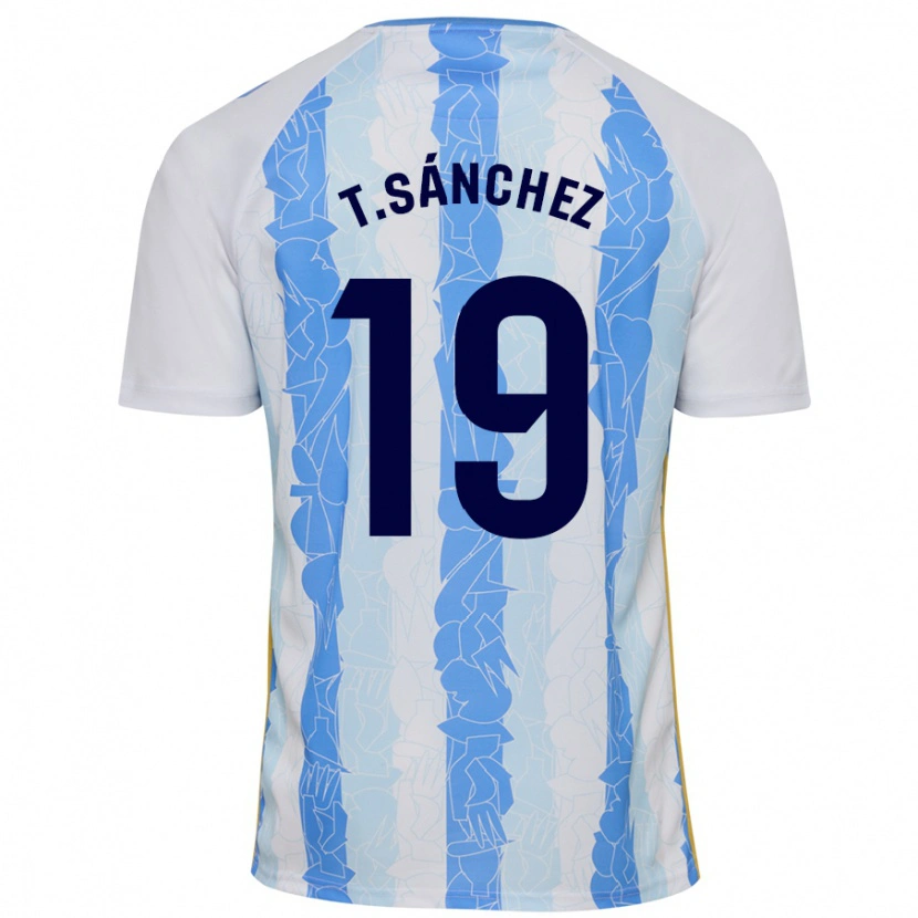 Danxen Niño Camiseta Toni Sánchez #19 Blanco Azul 1ª Equipación 2024/25 La Camisa