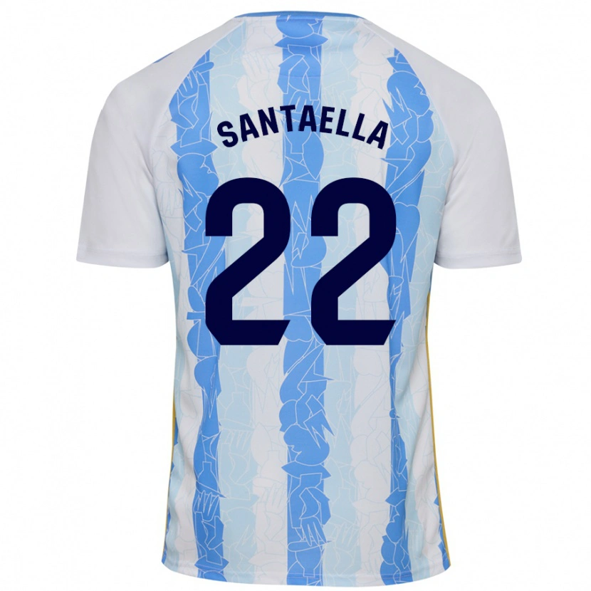 Danxen Niño Camiseta Miguel Ángel Santaella #22 Blanco Azul 1ª Equipación 2024/25 La Camisa