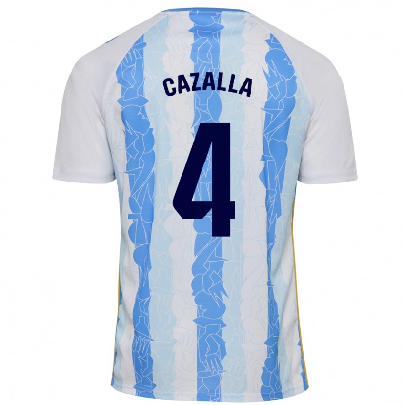 Danxen Niño Camiseta Marta Cazalla #4 Blanco Azul 1ª Equipación 2024/25 La Camisa