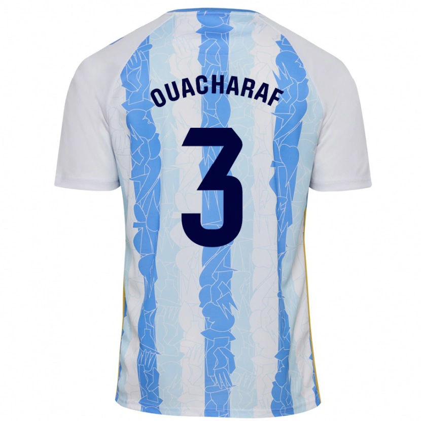 Danxen Niño Camiseta Bilal Ouacharaf #3 Blanco Azul 1ª Equipación 2024/25 La Camisa