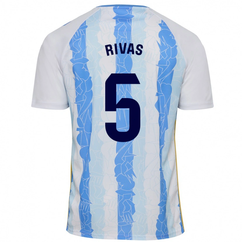 Danxen Niño Camiseta Juande Rivas #5 Blanco Azul 1ª Equipación 2024/25 La Camisa