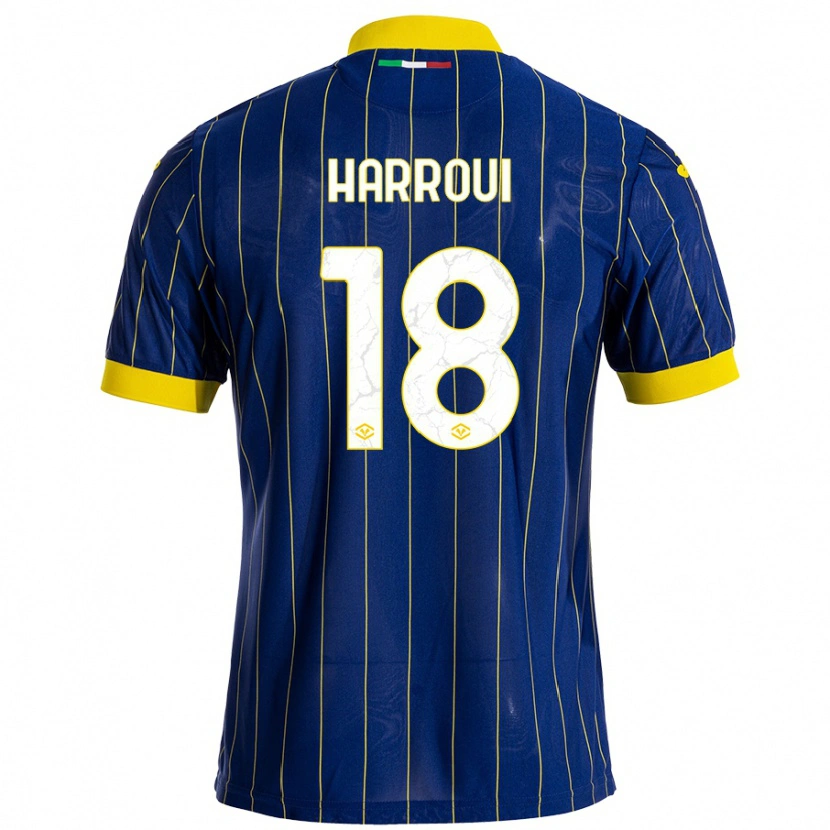 Danxen Niño Camiseta Abdou Harroui #18 Azul Amarillo 1ª Equipación 2024/25 La Camisa