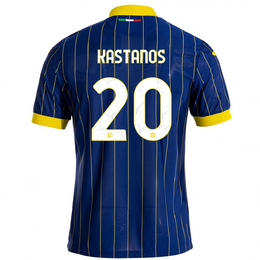 Danxen Niño Camiseta Grigoris Kastanos #20 Azul Amarillo 1ª Equipación 2024/25 La Camisa