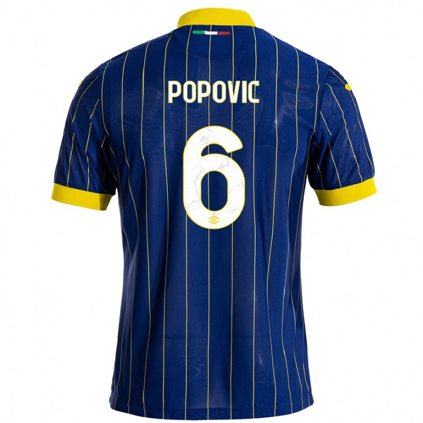 Danxen Niño Camiseta Andrej Popovic #6 Azul Amarillo 1ª Equipación 2024/25 La Camisa