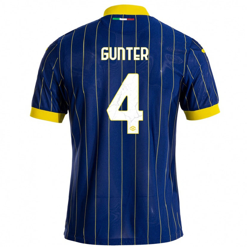 Danxen Niño Camiseta Koray Günter #4 Azul Amarillo 1ª Equipación 2024/25 La Camisa