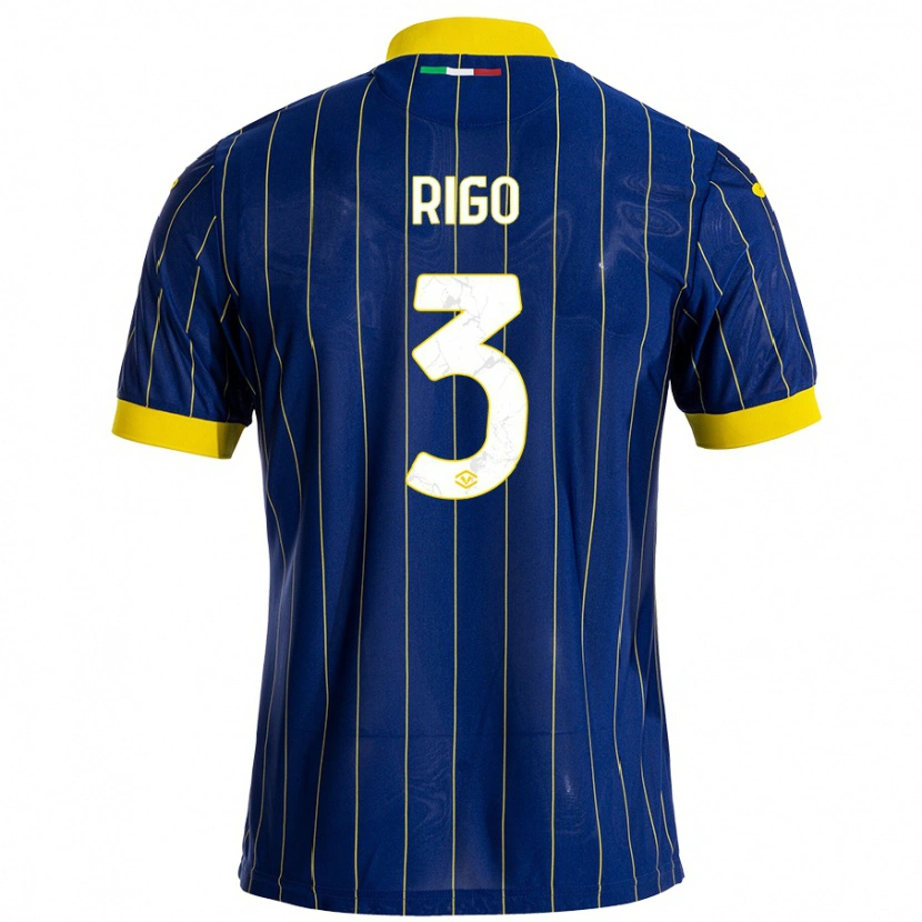 Danxen Niño Camiseta Mattia Rigo #3 Azul Amarillo 1ª Equipación 2024/25 La Camisa