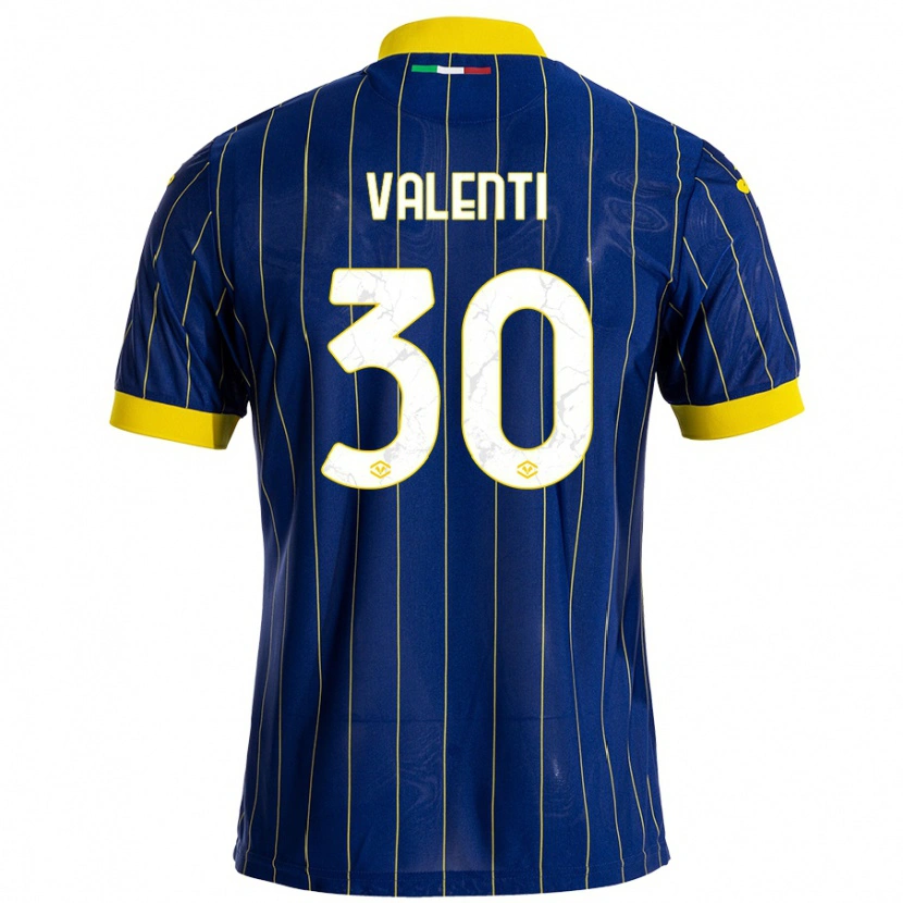 Danxen Niño Camiseta Francesco Valenti #30 Azul Amarillo 1ª Equipación 2024/25 La Camisa