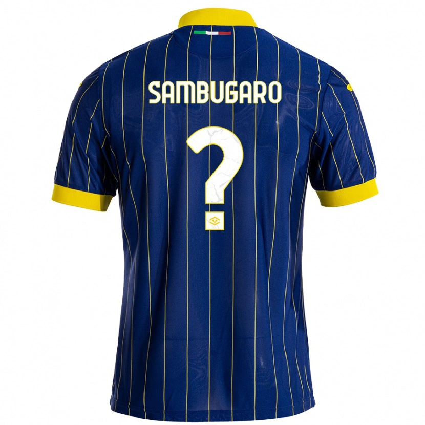 Danxen Niño Camiseta Mattia Sambugaro #0 Azul Amarillo 1ª Equipación 2024/25 La Camisa