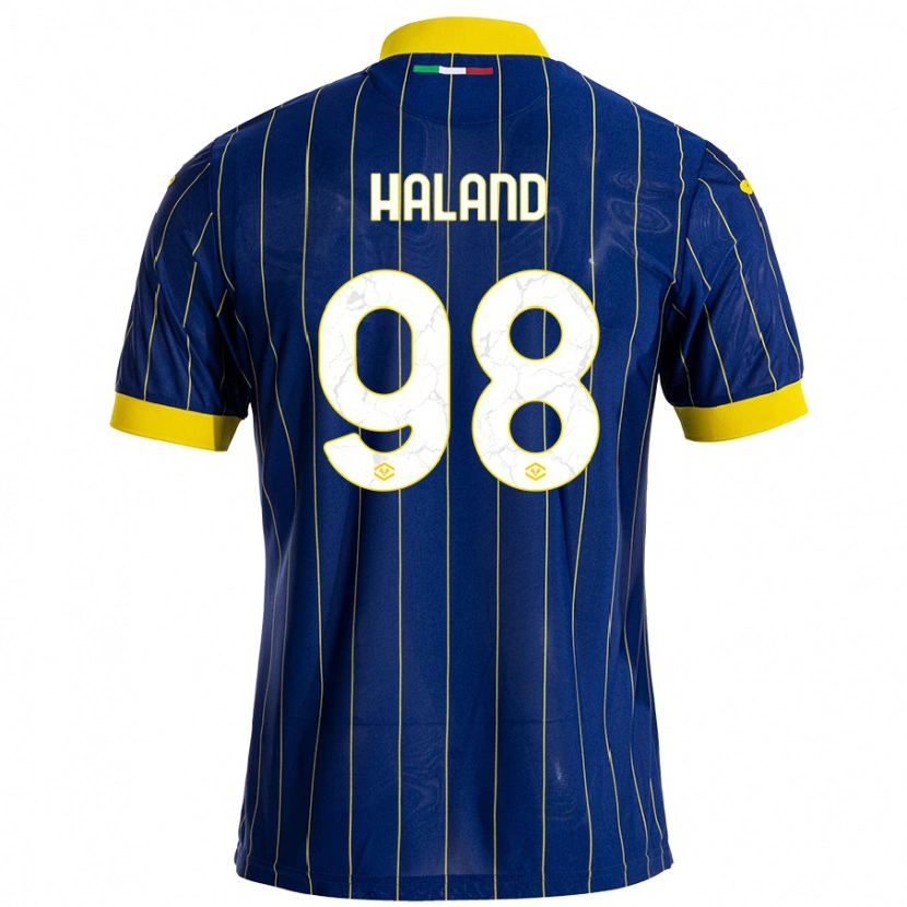 Danxen Niño Camiseta Benedicte Iversen Håland #98 Azul Amarillo 1ª Equipación 2024/25 La Camisa