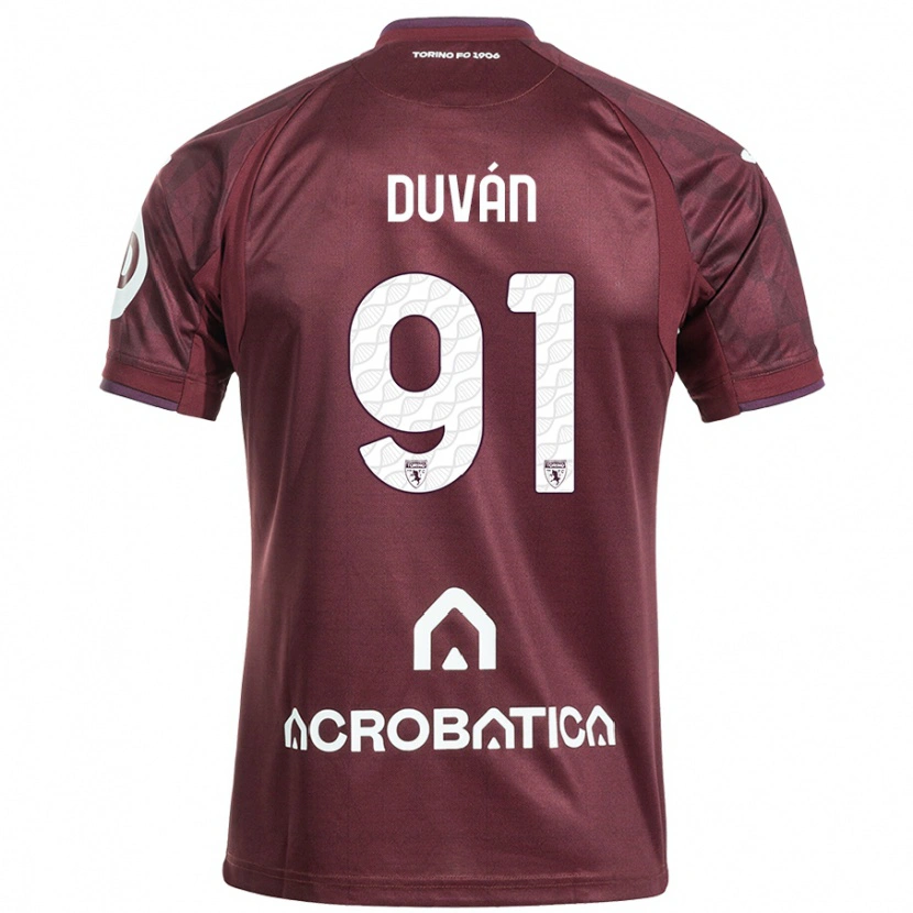 Danxen Niño Camiseta Duván Zapata #91 Granate Blanco 1ª Equipación 2024/25 La Camisa