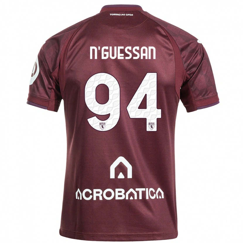 Danxen Niño Camiseta Ange Caumenan N'guessan #94 Granate Blanco 1ª Equipación 2024/25 La Camisa