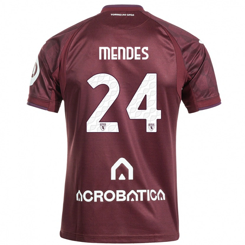 Danxen Niño Camiseta Rodrigo Mendes #24 Granate Blanco 1ª Equipación 2024/25 La Camisa