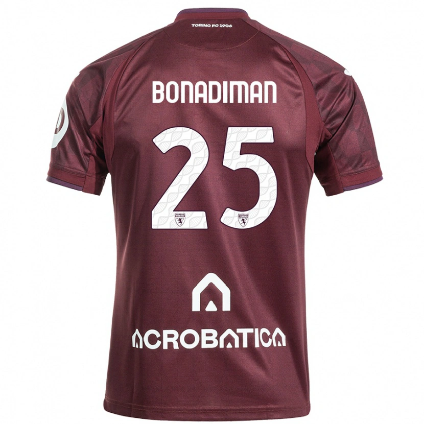 Danxen Niño Camiseta Matteo Bonadiman #25 Granate Blanco 1ª Equipación 2024/25 La Camisa