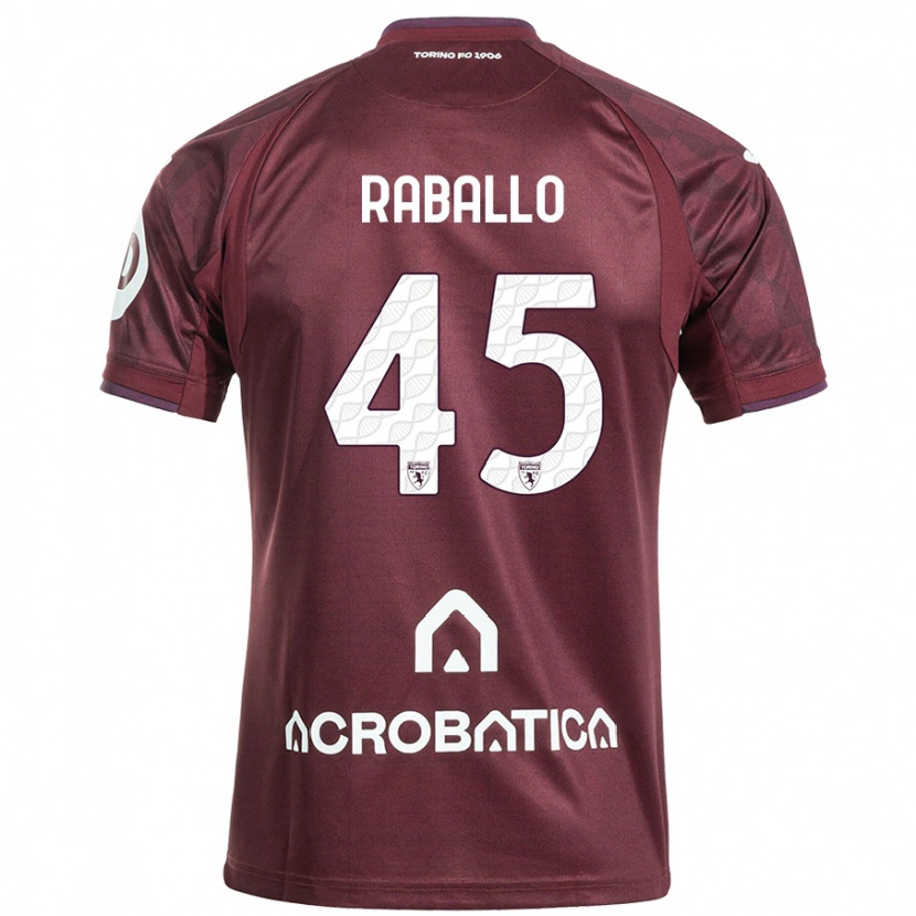 Danxen Niño Camiseta Alessio Raballo #45 Granate Blanco 1ª Equipación 2024/25 La Camisa