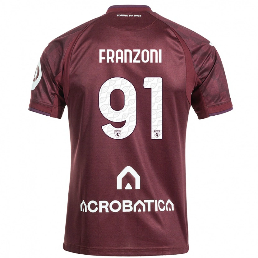 Danxen Niño Camiseta Nicolò Franzoni #91 Granate Blanco 1ª Equipación 2024/25 La Camisa