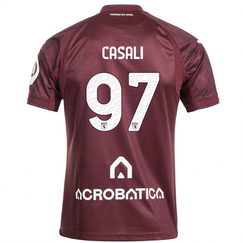 Danxen Niño Camiseta Michele Casali #97 Granate Blanco 1ª Equipación 2024/25 La Camisa