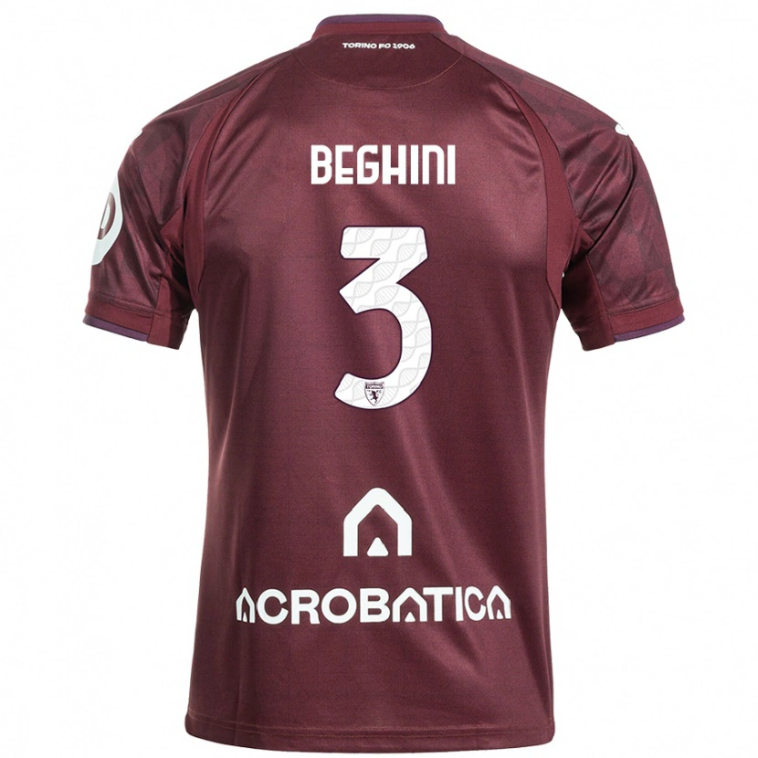 Danxen Niño Camiseta Giulia Beghini #3 Granate Blanco 1ª Equipación 2024/25 La Camisa