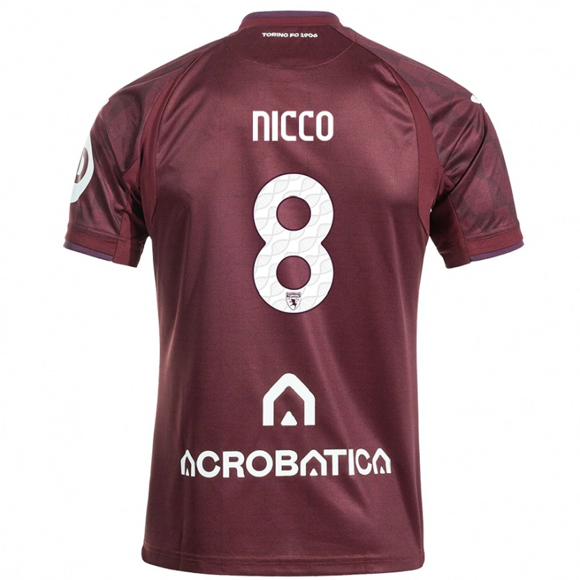 Danxen Niño Camiseta Giada Nicco #8 Granate Blanco 1ª Equipación 2024/25 La Camisa