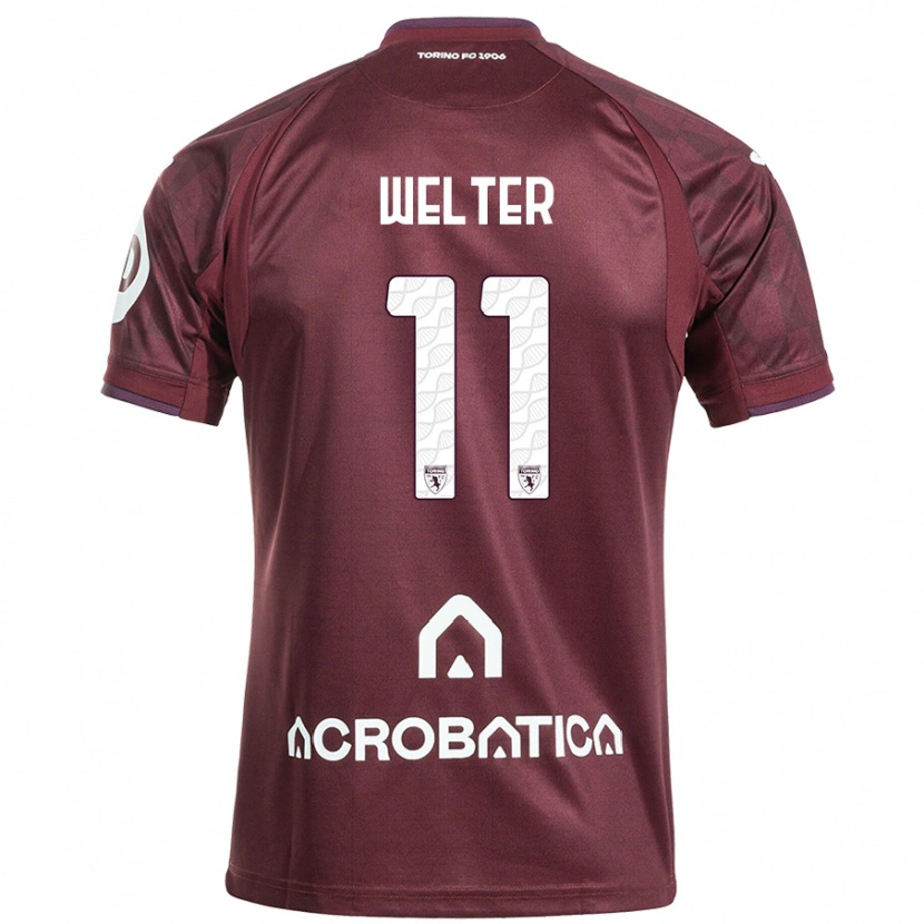 Danxen Niño Camiseta Francesca Welter #11 Granate Blanco 1ª Equipación 2024/25 La Camisa