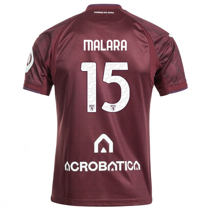 Danxen Niño Camiseta Sara Malara #15 Granate Blanco 1ª Equipación 2024/25 La Camisa