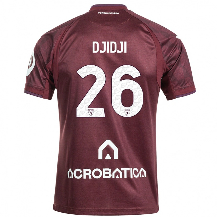 Danxen Niño Camiseta Koffi Djidji #26 Granate Blanco 1ª Equipación 2024/25 La Camisa