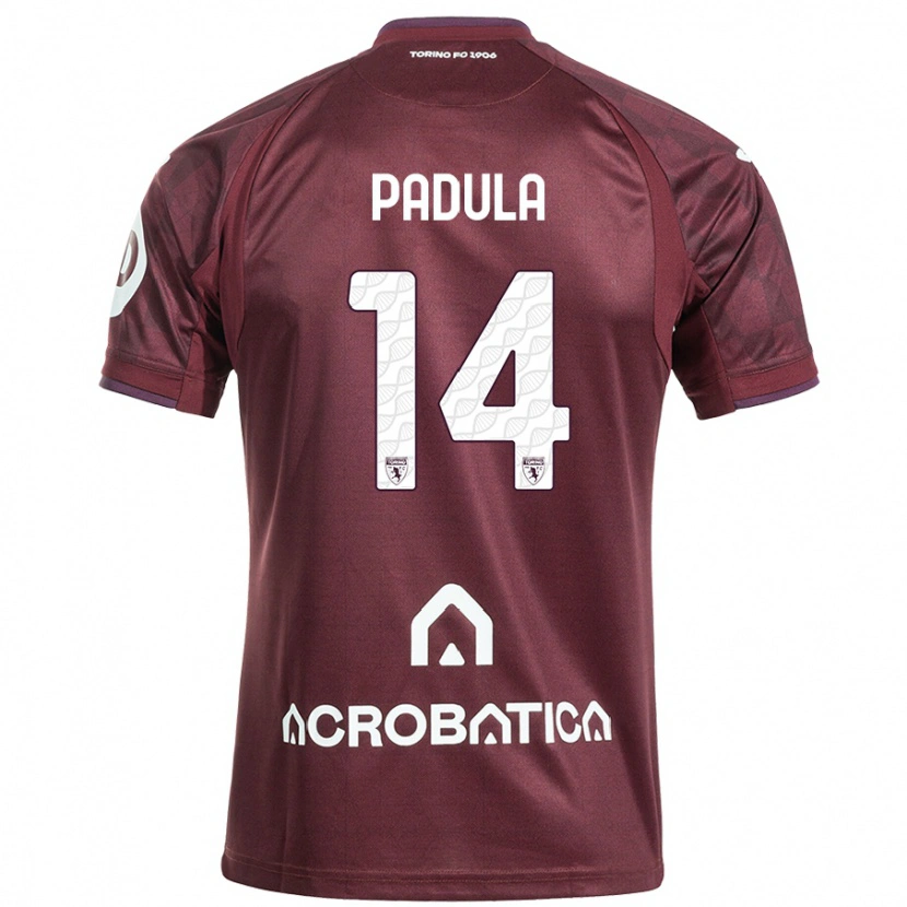 Danxen Niño Camiseta Cristian Padula #14 Granate Blanco 1ª Equipación 2024/25 La Camisa