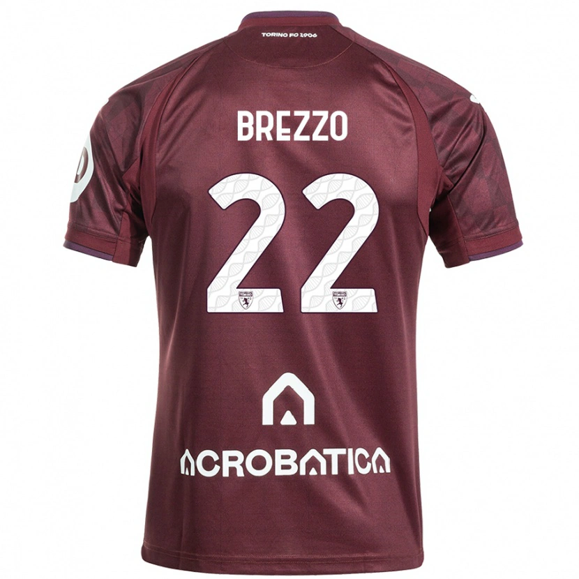 Danxen Niño Camiseta Matteo Brezzo #22 Granate Blanco 1ª Equipación 2024/25 La Camisa