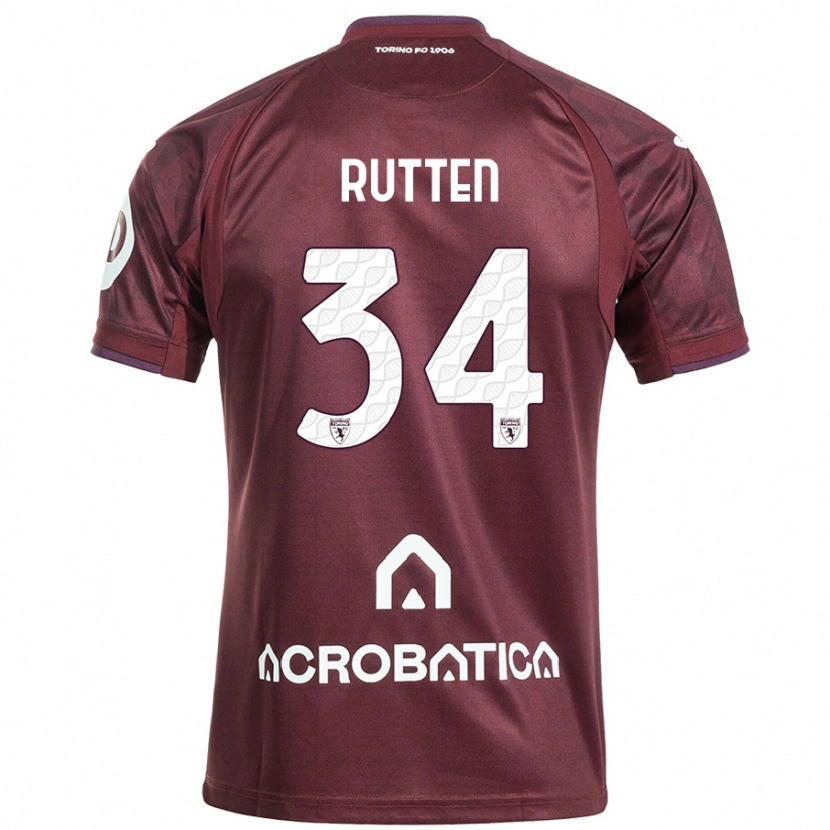 Danxen Niño Camiseta Jill Rutten #34 Granate Blanco 1ª Equipación 2024/25 La Camisa