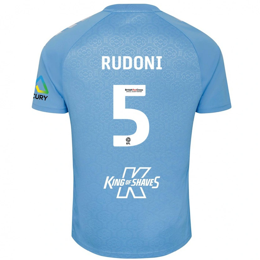 Danxen Niño Camiseta Jack Rudoni #5 Azul Blanco 1ª Equipación 2024/25 La Camisa